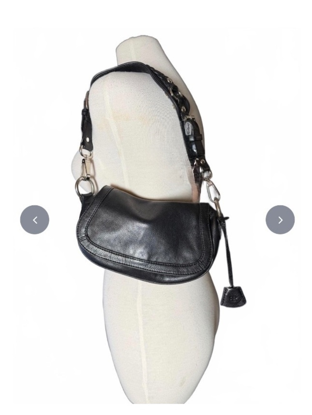 Y2K Crescent Leather Braided Silver Hardware Wide Strap Banana Republic
